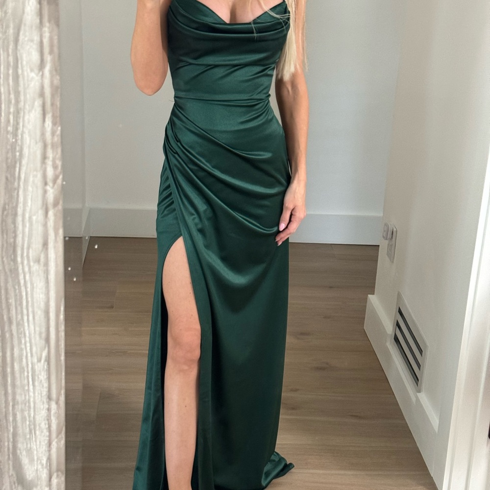 Elegant Green Satin Gown